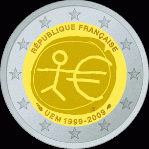 Frankrijk 2 euro 2009 10 jaar EMU UNC